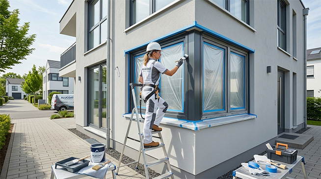 Aluminium window painting service